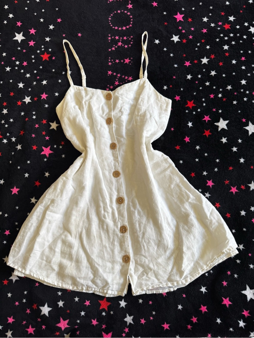 Urban outfitters White Button-Front Linen Mini Sundress